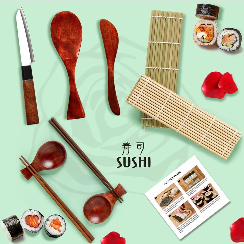 Wimitools Sushi Making Kit Sushi Roller Kit for Beginners or Pro Sushi Lovers. Made of Nanmu Wood, includes Sushi Mat - the Easy Homemade Sushi Kit Experience and Best Gift - Image 4